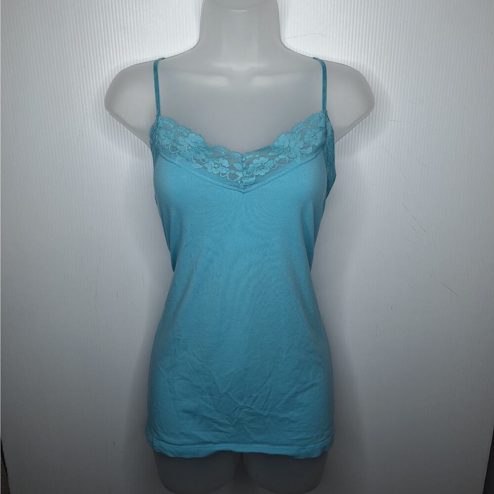 Old Navy Y2K Cami Tank Top Lace Trimmed Long Aqua Medium Fairy Bella Swan